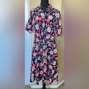 Nanette Lepore Stretch Navy Dress with Pink and White Floral Design